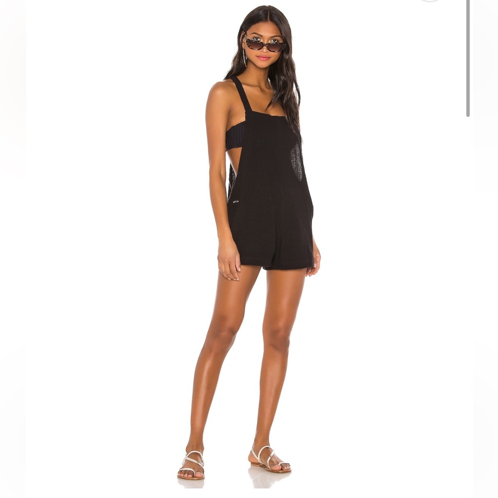 Mikoh Black Knit Strappy Romper with Side Cutouts